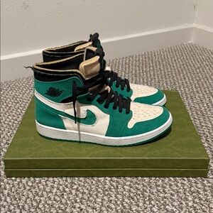 Nike Air Jordan Zoom Green and White High-Top Sneakers